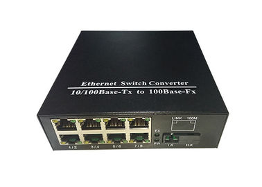 Color a una cara del negro del puerto del SC del medios convertidor de la fibra óptica de Ethernet 8