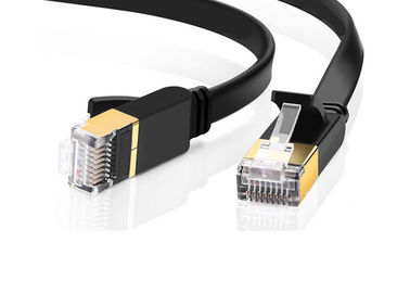 Cable protegido RJ45 de la red del gato 7, cable de Ethernet negro del gato 7 del color